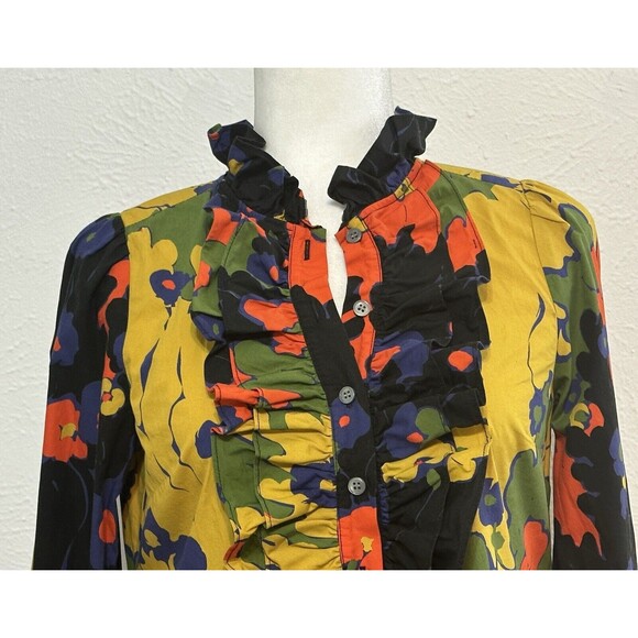 J Crew Size XS Rufflefit Fit Boy Shirt In Ratti® Meltin Floral Boho Art To Wear - Picture 2 of 12